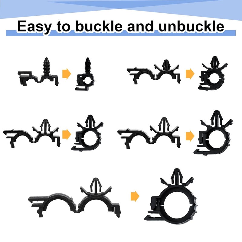 Funnymoom 200pcs Car Wire Loom Routing Clips Push Mount Cable Tie Assortment 15 Sizes Cable Zip Tie with Car Wire Loom Routing Clips Universal Wiring Harness Clip Replacement Parts for Automotive - Image 3